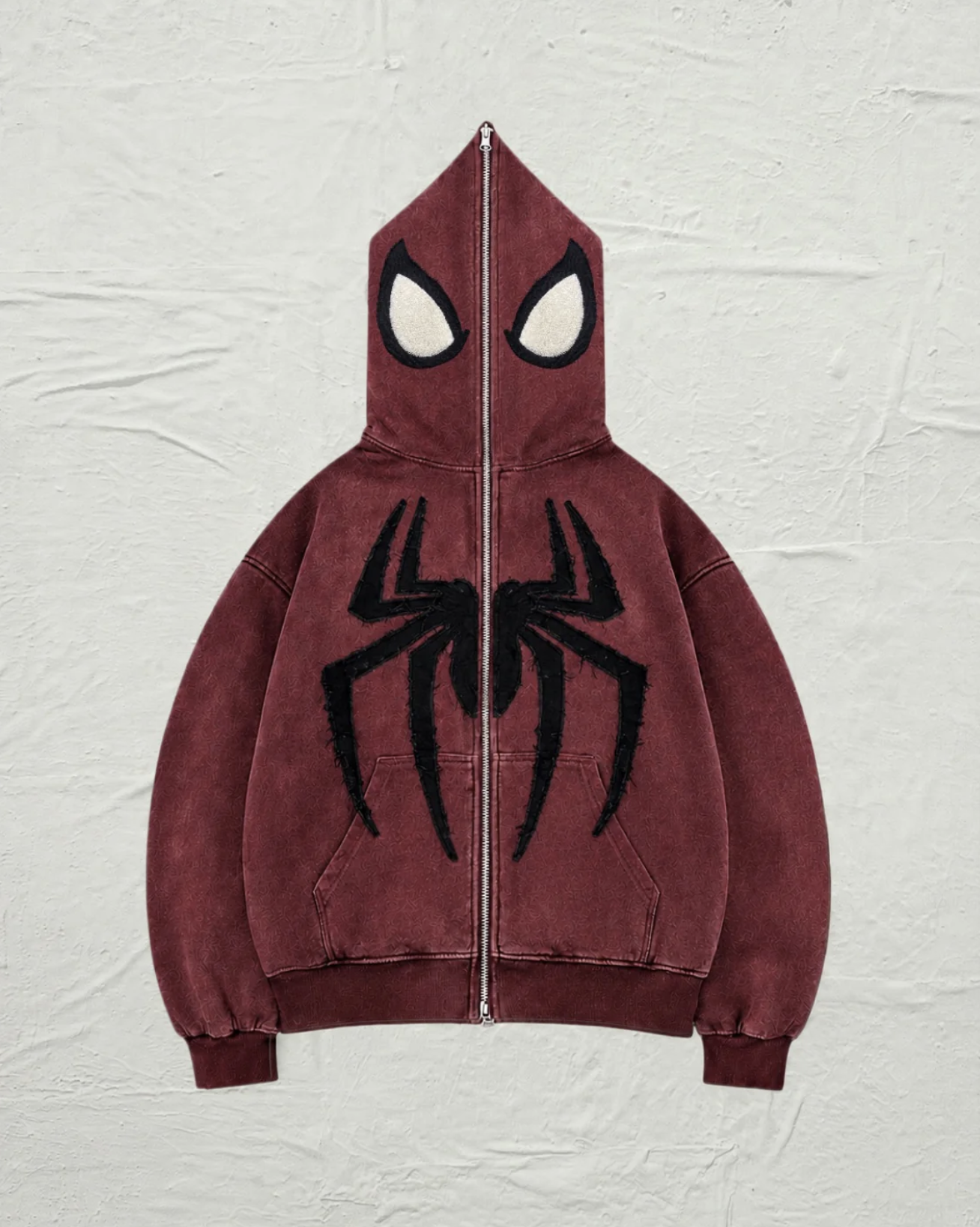Red Web Zip Hoodie